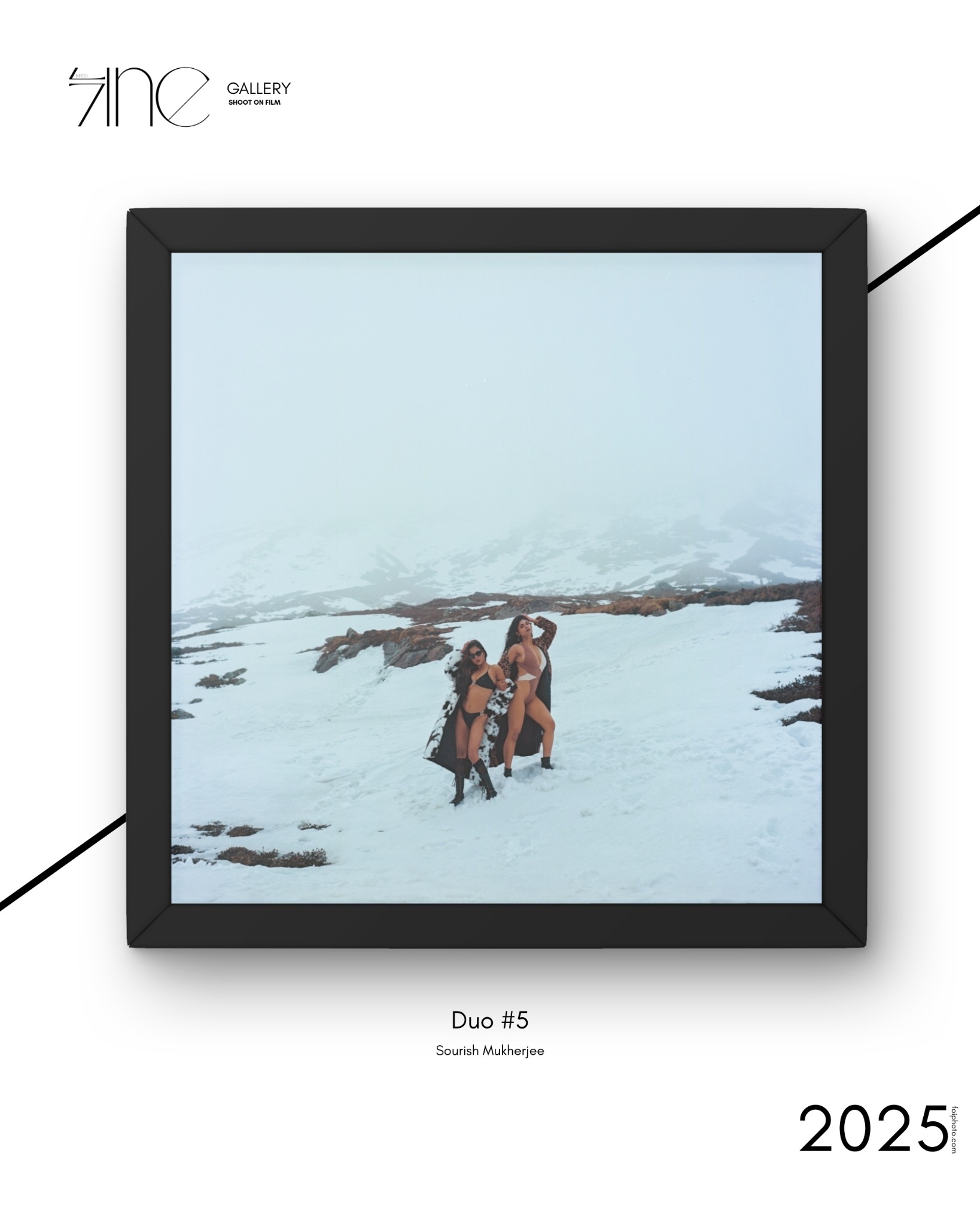 Framed FOI Gallery print of two models in the snow