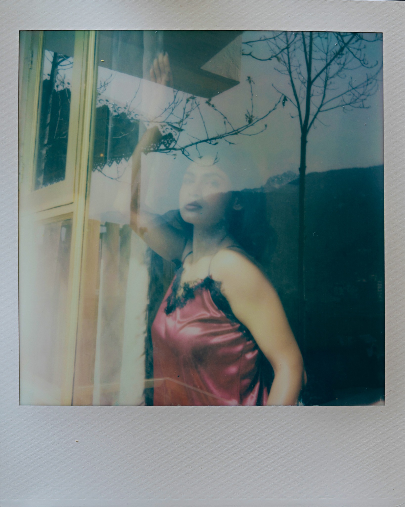 Instant-film study through the cabin glass